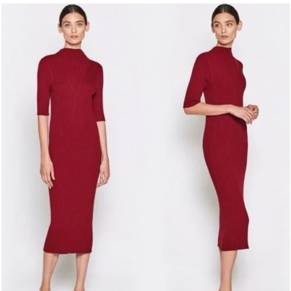Joie Dresses & Skirts - Joie Burgundy Ribbed Midi Dress